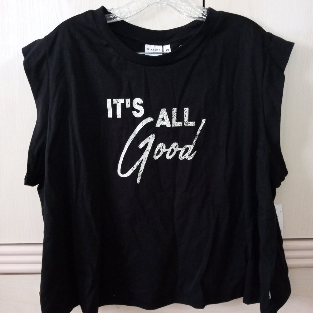 Celebrity Pink Junior's It's All Good Graphic Cap Sleeve Sleep T-Shirt SIZE 3X